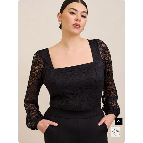 Torrid Lace Square Neck Long Sleeve Top (Sz 5) - Picture 5 of 7